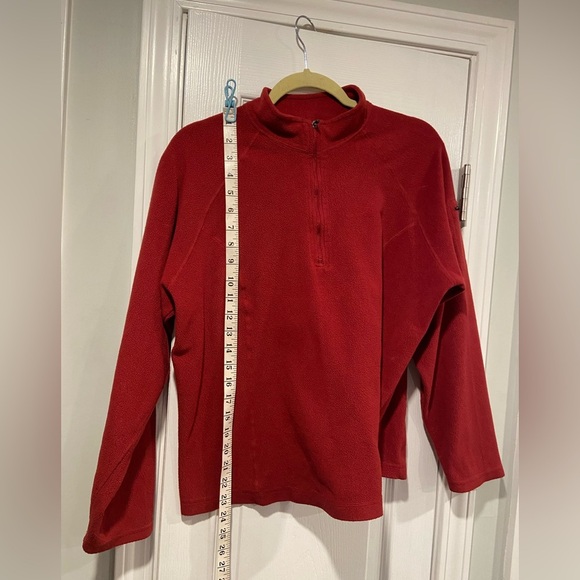 L.L. Bean Size XL Dark Red Mock Neck Quarter Zip Pullover Fleece Top Zip Pocket - Picture 8 of 9